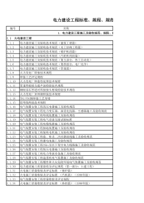 电力建设工程标准、规程、规范索引