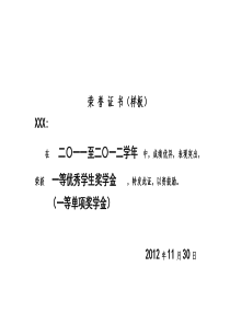 奖学金荣誉证书样板