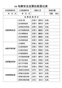 小区电梯安全定期自检登记表