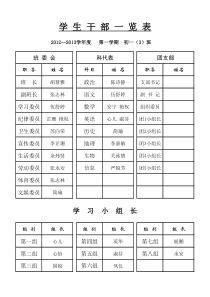 班干部一览表(新)