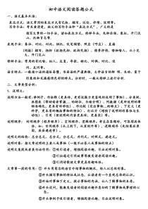 初中语文阅读理解答题公式