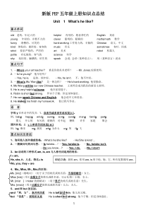 2017新人教版PEP五年级英语上册各单元知识点总结