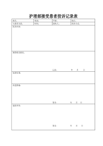 护理部接受患者投诉记录表