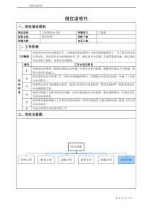 工程部安全主管岗位说明书