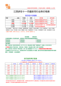 江西多彩印业XXXX年8月最新同行价格单