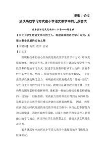 浅谈高效学习方式在小学语文教学中的几点尝试