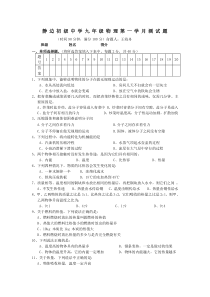 教科版九年级上册物理第一学月考试题