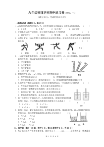 上海版2010学年度第一学期期中考试初三物理试卷(附答案)