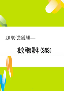 互联网时代的新秀力量--社交网络媒体(SNS)