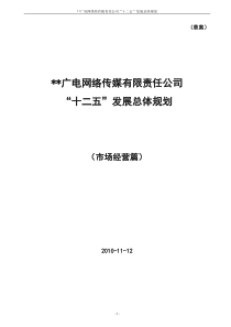 广电传媒十二五规划市场经营草案