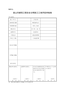 昆山市建筑工程安全文明施工工地评选申报表