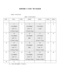 自然佳境12月份广告计划安排