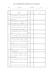 幼儿园教师优质课评比评分标准