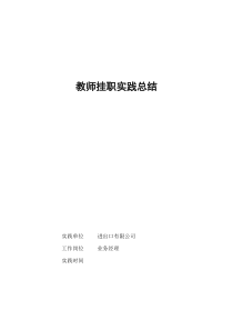 职业学院教师进出口公司挂职实践总结