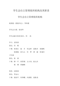 仙林镇小学生会组织机构及其职责