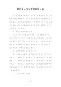 教师个人专业发展年度计划