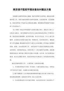 医院环境自查自纠整改方案