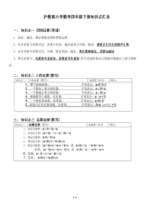 沪教版小学数学四年级下册知识点汇总