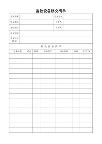 监控设备移交清单(样表)