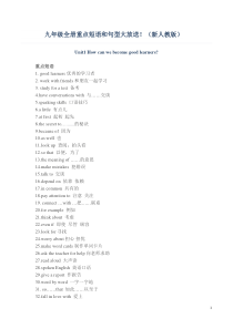 2019新人教版九年级英语全册重点短语和句型总结