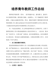 培养青年教师工作总结