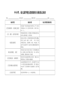 中小学、幼儿园学校反恐防暴安全检查记录表