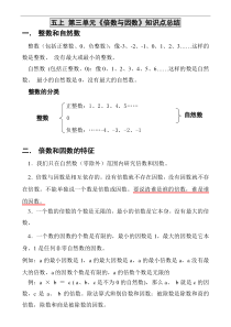 新北师大版五年级上册数学第三单元《倍数与因数》知识点总结(全)