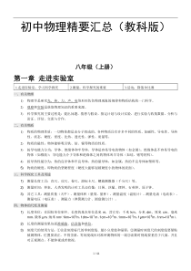 初中物理全册知识点总结及公式大全(教科书版)