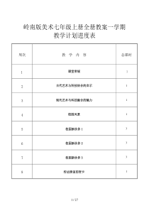 岭南版美术七年级上册全册教案