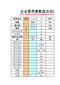 营养标签自动计算表