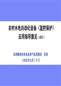 农村水电自动化设备(监控保护)应用指导意见(试行)