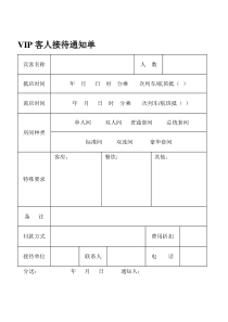 VIP客人接待通知单