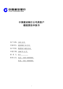 公司类客户额度授信申报书范例