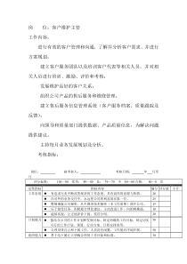 岗位工作内容和年度定性考核指-客户维护主管