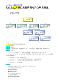 某企业客户部组织机构图与岗位职责描述