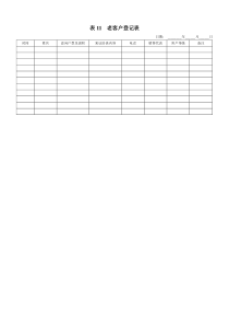 表11  老客户登记表