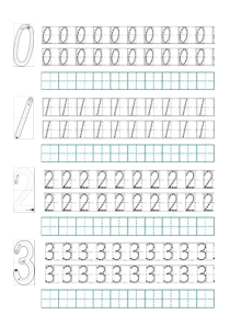 数字描红带笔顺0-9-田字格虚线