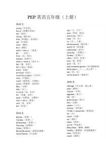 PEP人教版英语单词表-五年级(上册)