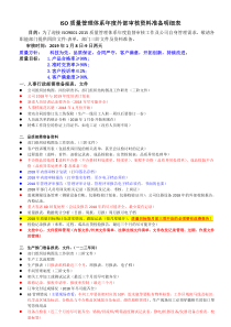 2019年ISO9001-2015质量管理体系外审各部门准备资料文件