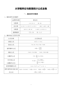 大学概率论与数理统计公式全集