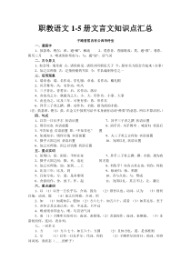 江苏中职语文1-5册文言文知识点汇总