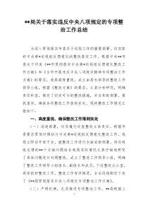 违反中央八项规定的专项整治工作总结