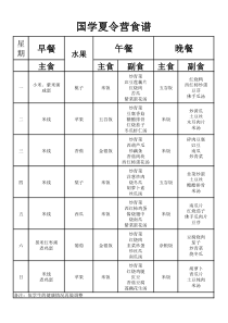 国学夏令营食谱