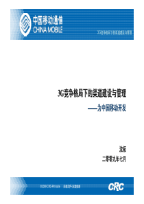 3G竞争格局下的渠道建设与管理培训