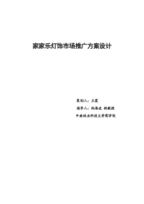 家家乐灯饰市场推广方案设计