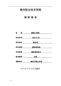 亳州职业技术学院万福大市场调研报告