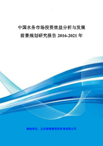 中国水务市场投资效益分析与发展前景规划研究报告XXXX-