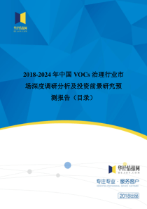 年中国VOCS治理市场调研及投资前景评估（DOC47页）