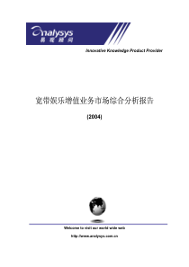 宽带娱乐增值业务市场综合分析报告