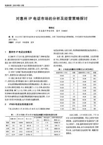 对惠州IP电话市场的分析及经营策略探讨